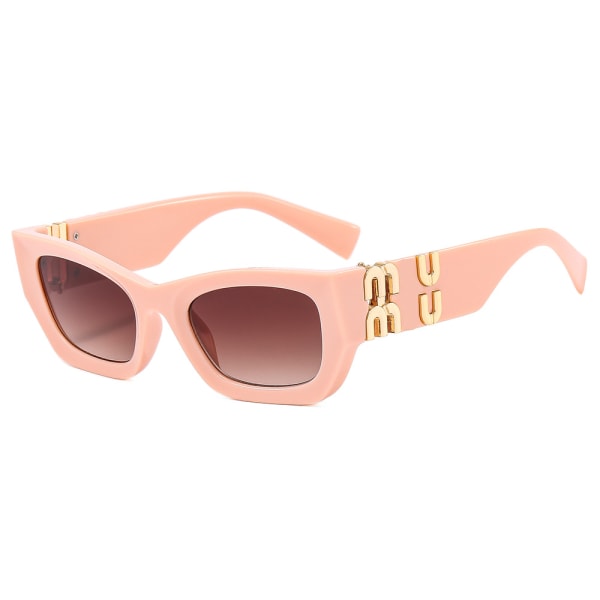 Mode Solglasögon med breda ben UV-skydd Personlighet Solglasögon med liten ram Kvinnor High-End Sense Pink frame gradient tea
