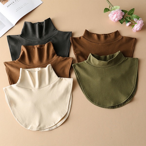 Dame falsk krage Avtakbar halvfarget strikket stripe Apricot Middle collar