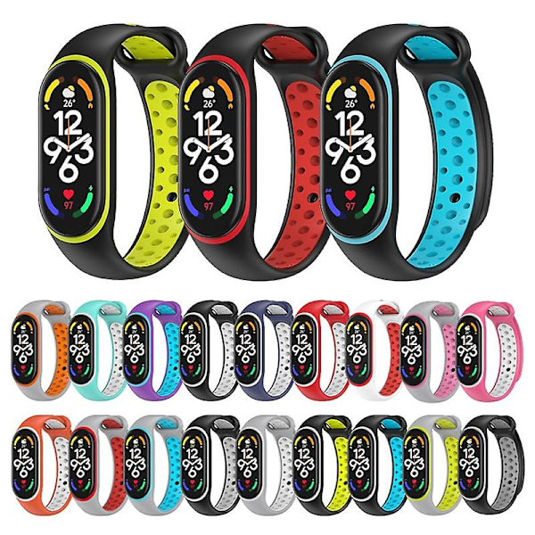 Grå Blå Grå Blå Silikone Urrem kompatibel med Xiaomi Mi Band 7