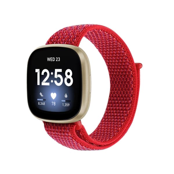 Rød Rød kompatibel med Fitbit Versa 3 Nylon Urrem