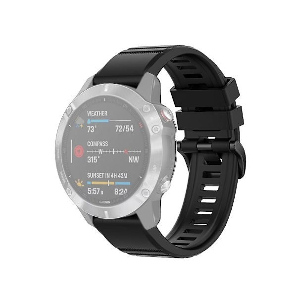 Sort Sort Officiel Tekstur Urrem kompatibel med Garmin Fenix 6 22mm