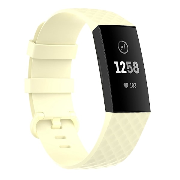 Ljusgul Ljusgul 18mm Silverfärgat Spänne TPU Armbandsur Kompatibelt med Fitbit Charge 4 / Charge 3 / Charge 3 Se, Storlek: S