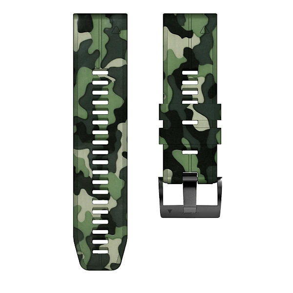 Grøn Grøn Camouflage Silikone Urrem kompatibel med Garmin Fenix 7x