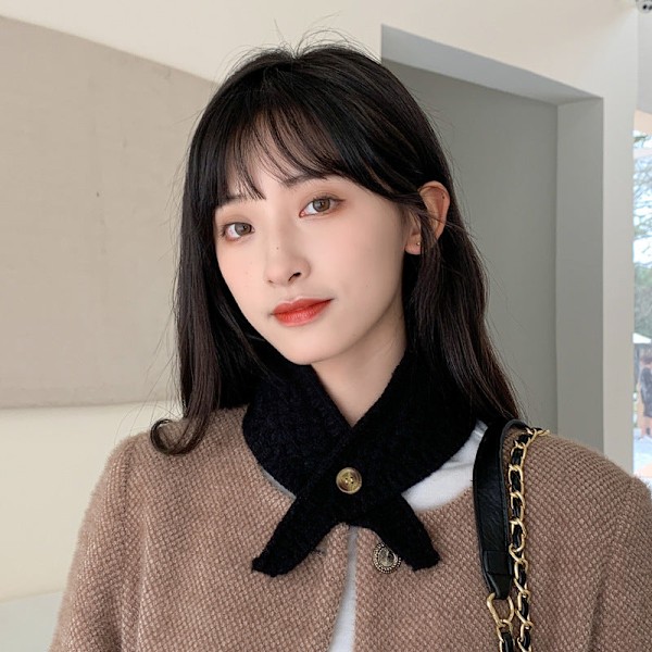Lös krage för kvinnor, avtagbar halvkrage, koreansk stil, vild Cy-färg Black 61cm