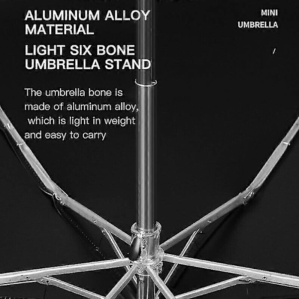Ultralet Flad Paraply UV Solbeskyttelse Paraply Regn Paraply Lille Bærbar Gray