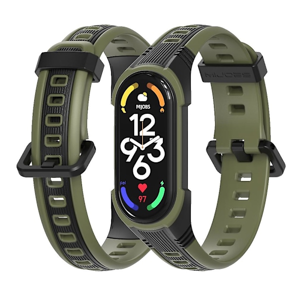 Sort Armygrøn Sort Armygrøn Tofarvet Silikone Urrem kompatibel med Xiaomi Mi Band 7 / 7 Nfc