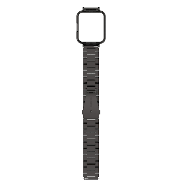 Musta metalliranneke kellokehyksellä, yhteensopiva Xiaomi Redmi Watch2 Lite International Version -kellon kanssa