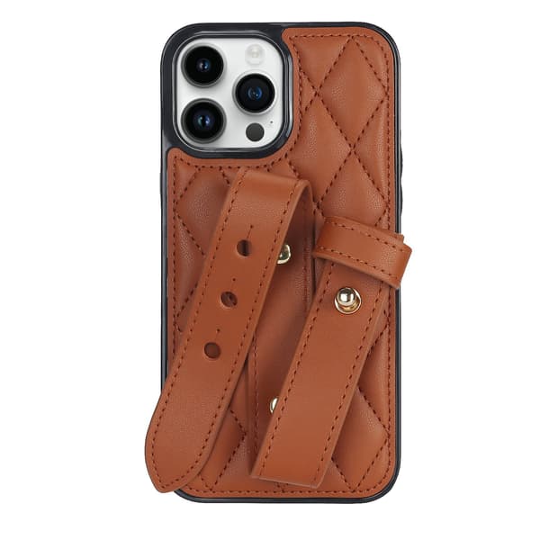 Etui til iPhone 15 Pro Max brun Hot selling ins diamant håndleddsrem