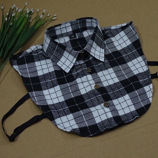 Dame falsk krage Avtakbar halv Zi Herre Allsidig Skjorte P YT black and white plaid-44
