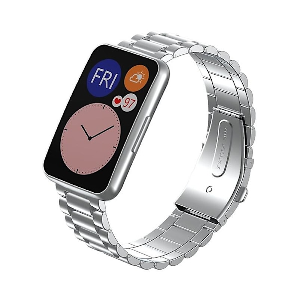 Sølv Sølv kompatibel med Huawei Watch Fit Tre-perlers metallklokkereim