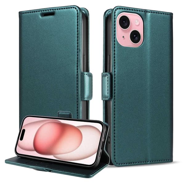 iPhone 16 Tummanvihreä Lompakkokotelo Korttipidikkeellä