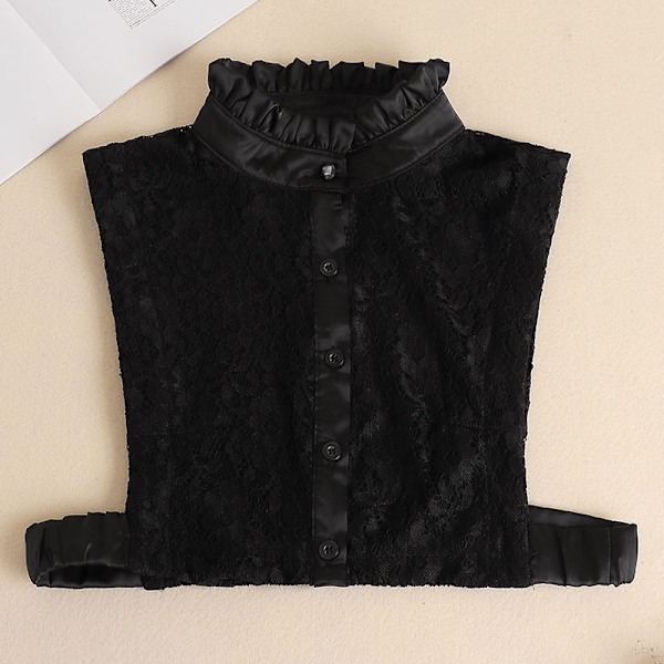 Naisten tekoviulus Irrotettava Yhteensopiva Irrotettava Pystykaulus Temperament lace (black)