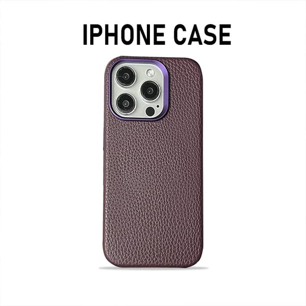Etui til iPhone 16 Mørk Lilla Magnetisk Full-Body lær Pebbled