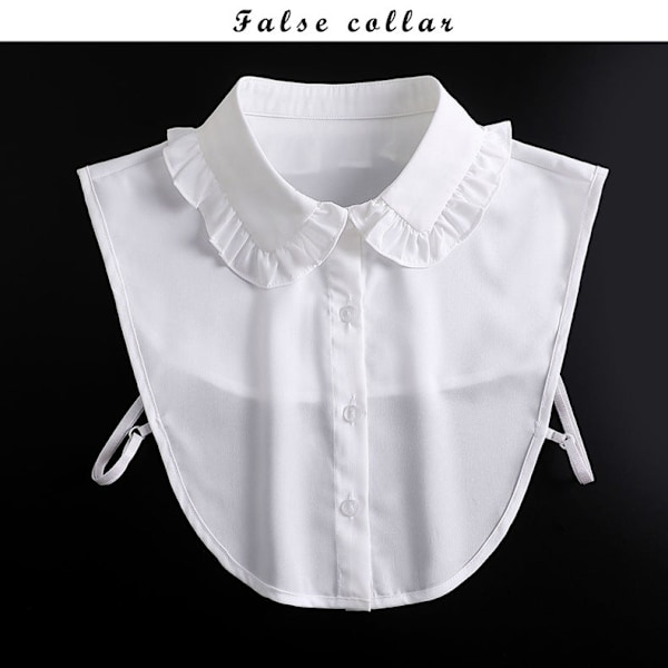 Dame falsk krage Avtakbar halv Plissert Treøre Hvit C White hollow-out collar