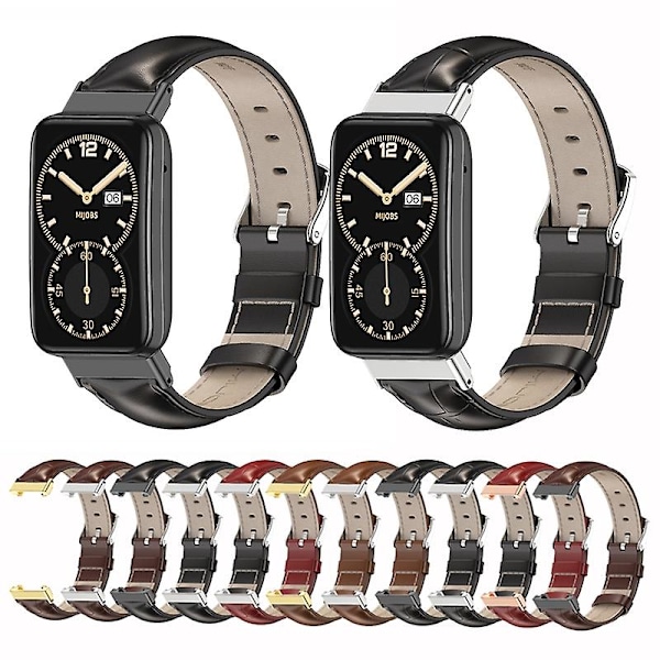 Klockarmband i äkta läder kompatibelt med Xiaomi Mi Band 7 Pro