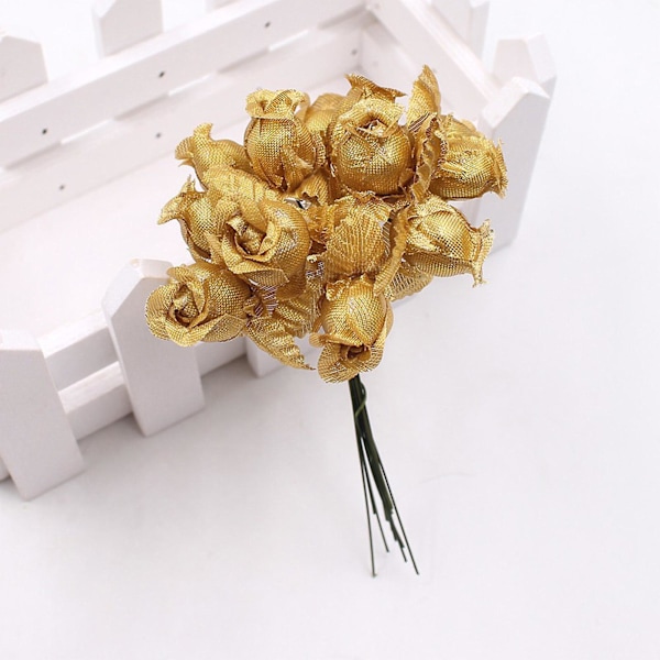 12 stk./Bukett Kunstig Rose Anti-heng Lett å Bøye 18 Farger Kunstige Roseblomster for Husholdning White
