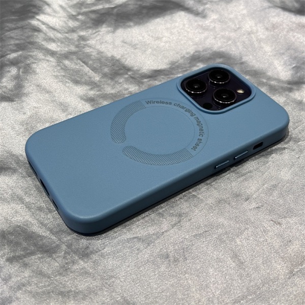Fodral för iPhone 15Plus Himmelsblå Magnetiskt läder stort hål