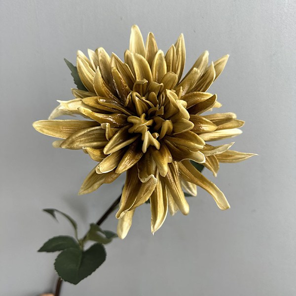 Högkvalitativ PU Dahlia Simulation, Höst Retro Floral Rekvisita, Fyllig Chrysanthemum PU Touch Blomma PU Dahlia Autumn Coffee