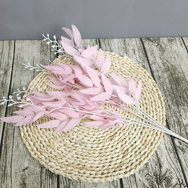 1/3 stk. Kunstig Pileblad Rattan 5 Grene Skovplanter Blomsterarrangement DIY Dekoration Krans Brick red 3pcs
