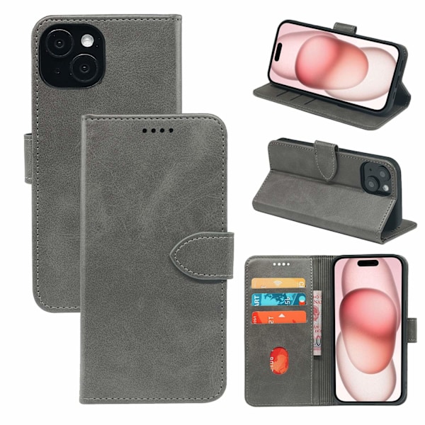 Kotelo iPhone iPhone 14 Plus 6.7 harmaa vasikannahka etusolki