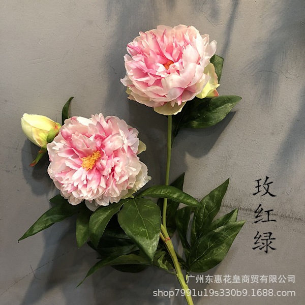 Konstgjorda pionblommor Falska pioner Heminredning Bröllopsrekvisita Trippelpion Rose red green