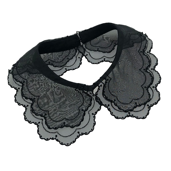 Dame falsk krage Avtakbar halv Avtakbar -Stykke Garn Emb Black