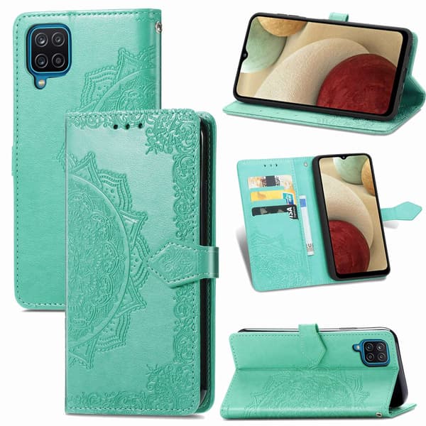 Etui til iPhone 14 Pro grøn magnetisk flip 3D præget