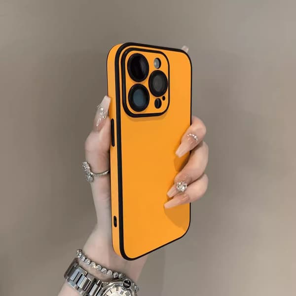 Etui til iPhone 16 Plus Skindfølelse Lædertekstur Orange