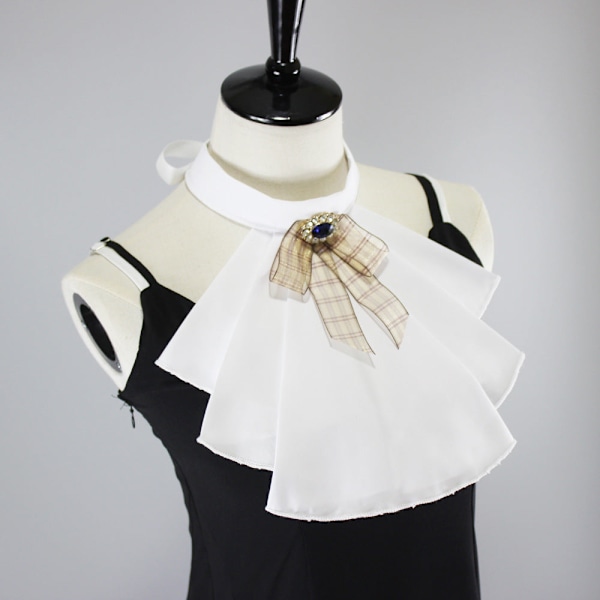 Naisten teko kaulus Irrotettava puoli Huivi Sylki Pyyhe Kan Matto Beige plaid bow