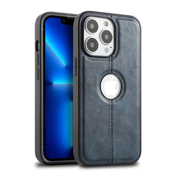 Etui til iPhone 14 Pro Max Mørkeblå To i ett forretningsskinn