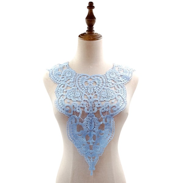 Dame falsk krage Avtakbar halv Milk Silk Brodert Cors White White
