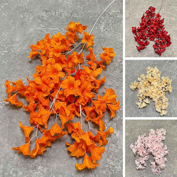Kunstig Blomst Simuleringsblomster Gren Tredelt Falsk Blomst for Fest Hjem Bryllupsdekor