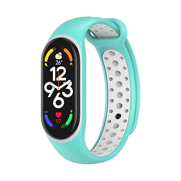 Teal Hvit Teal Hvit Silikon Klokkereim kompatibel med Xiaomi Mi Band 7