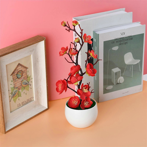 Simulerede potteplanter, falske blomster, bonsai, simulerede vintersødgrene, bonsai, simulerede blommeblomster, kunstige blomster red