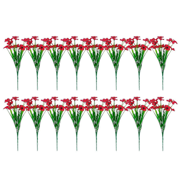 16 stk. Bundter Kunstige Blomster UV-bestandige Planter Ingen Falmende Falske Blomster Til Have Veranda W