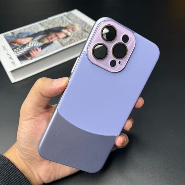 Etui til iPhone 15 Pro, sydlig klæbrig lilla Nappa-læder, fuld læderbeskyttelse