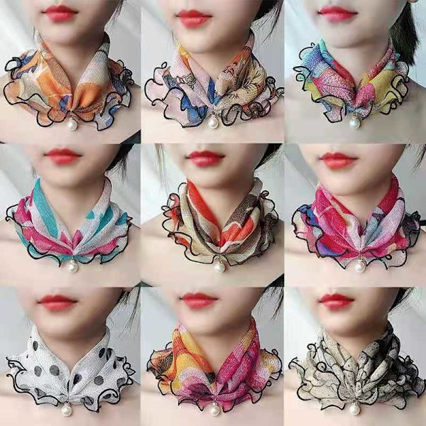 Dame falsk krage Avtakbar halv Håndkle Mesh Skjerf Perle Ska 1 elegant and moving Scarf size