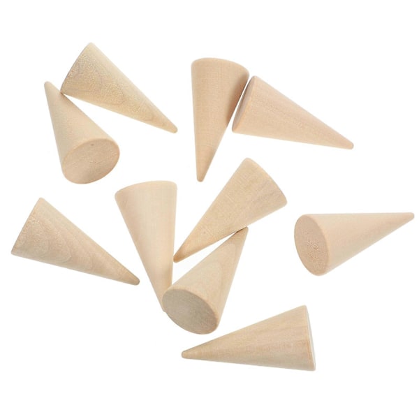 10 kpl 2,5x5 cm DIY Kartio Maalaamaton Puinen Kartion Muotoinen Koriste Askartelutarvikkeet