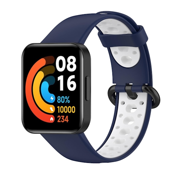 Sininen Valkoinen Sininen Valkoinen Kaksivärinen silikonihihna, yhteensopiva Xiaomi Redmi Watch 2 Liten kanssa