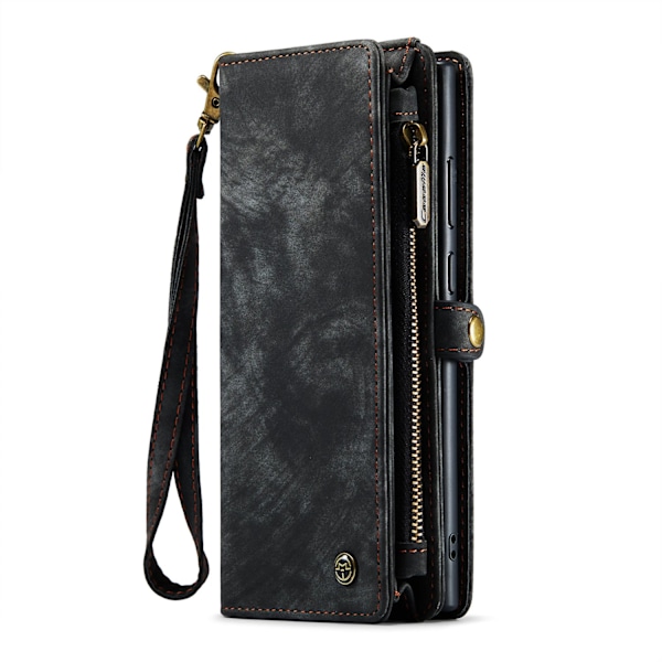 Etui til iPhone iPhone 14pro max sort Vintage lynlås kortpung Tegnebog med kortholder Multi-kort