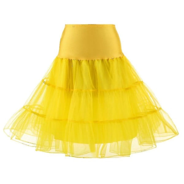 Ny 50-tals cosplay underkjol Rockabilly Klänning Crinoline kompatibel med kvinna Bröllop Underkjol för bröllop Rockabilly Tutu Yellow S