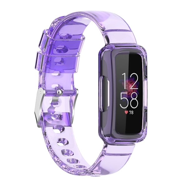 Läpinäkyvä violetti integroitu kellon ranneke, yhteensopiva Fitbit Inspire 3:n kanssa