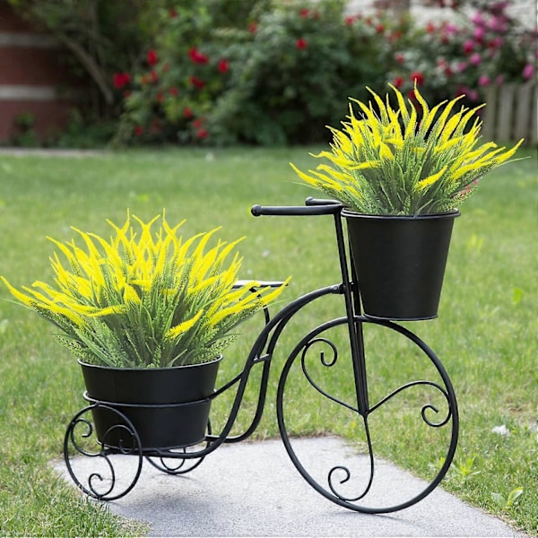 10 Bunter Kunstige Planter Falskt Gress med Blomster UV-bestandig Grønt (Hvit) Yellow