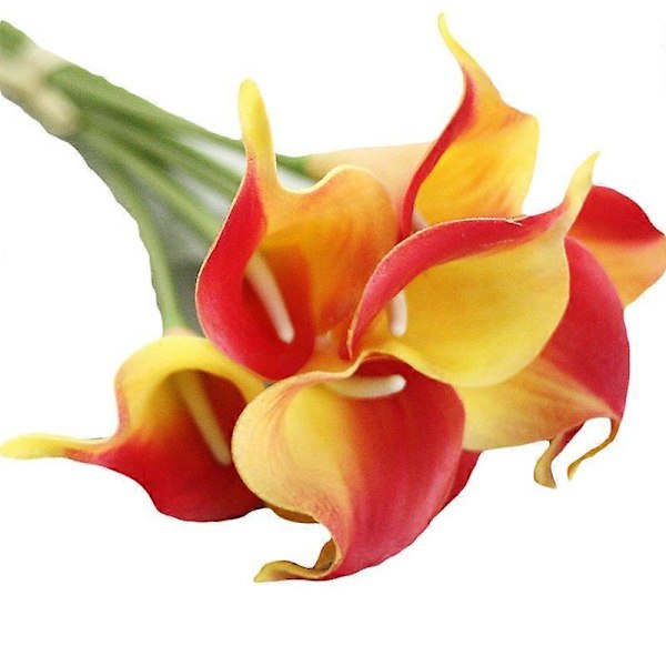 1 Gren Kunstig Blomst Calla Lily Brudebuket Hjem Bryllupsfest Dekoration Red-Yellow*