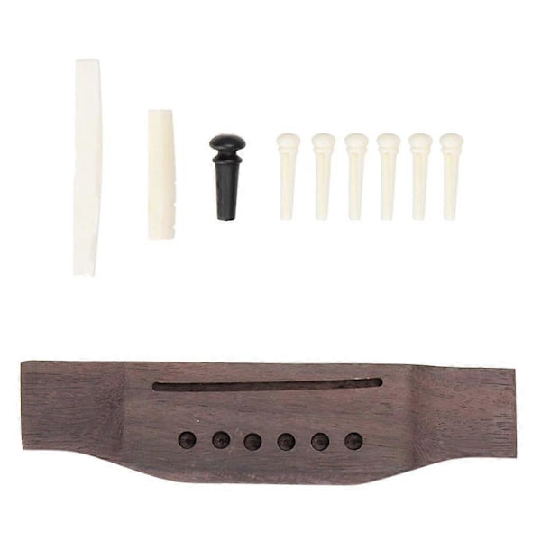 6 Strengers Akustisk Gitar Ebenholts Innlagt Bro Sal Mutter Bro Pins