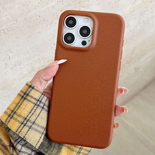 Etui til iPhone 13PRO Khaki lærermønster klassisk enkel