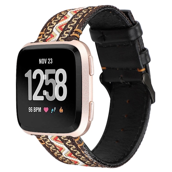 Bohemia Bohemia-kompatibel med Fitbit Versa ekte lærreim