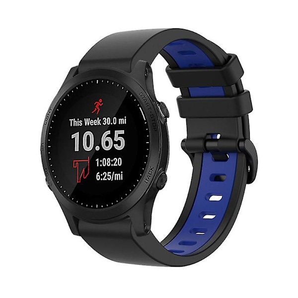 Sort Blå Sort Blå Silikone Urrem kompatibel med Garmin kompatibel med erunner 945