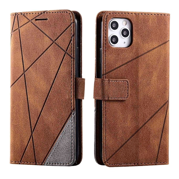 Etui til iPhone 15PLUS brun Soft-Touch Mixed Media Wallet med kortholder Flip Magnetisk