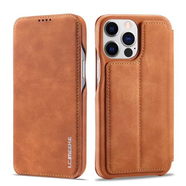 Fodral för iPhone 13PRO MAX brun Mode Magnetisk Plånbok med Korthållare